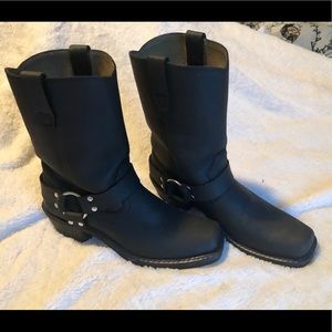 Badass square toe moto engineer boots